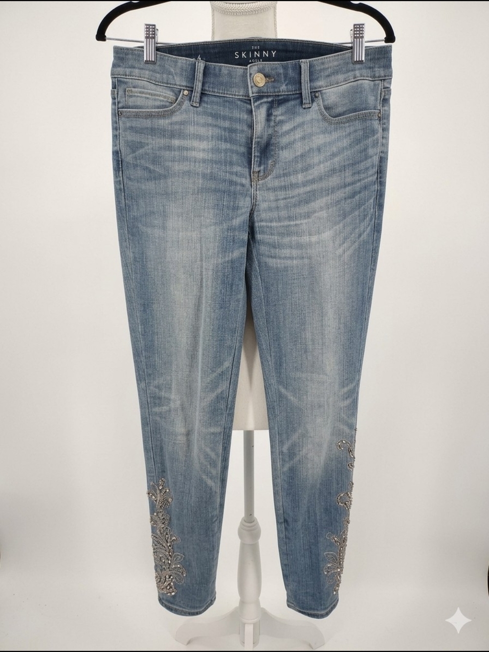 White House Black Market The Skinny Embellished Light Wash Women’s Jeans Size 4